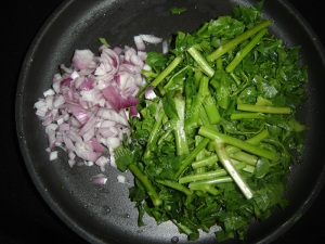 Greens Side-Dish (Konkani: Vaali Baji Randayi)