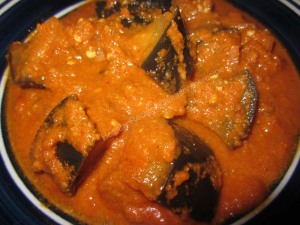 Brinjal side dish (Konkani: Vayngana Sukke/ Sagle)